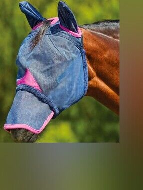 Weatherbeeta Comfitec Durable Mesh Mask  Navy Purple Pony New